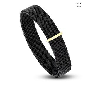 ZYDO Black Stretch Bracelet 18K Yellow Gold/Stainless Steel 6.5"